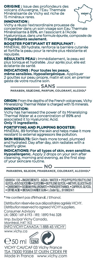 Vichy Minéral 89 Sérum Fortifiant Tous Types de Peaux | 50ml