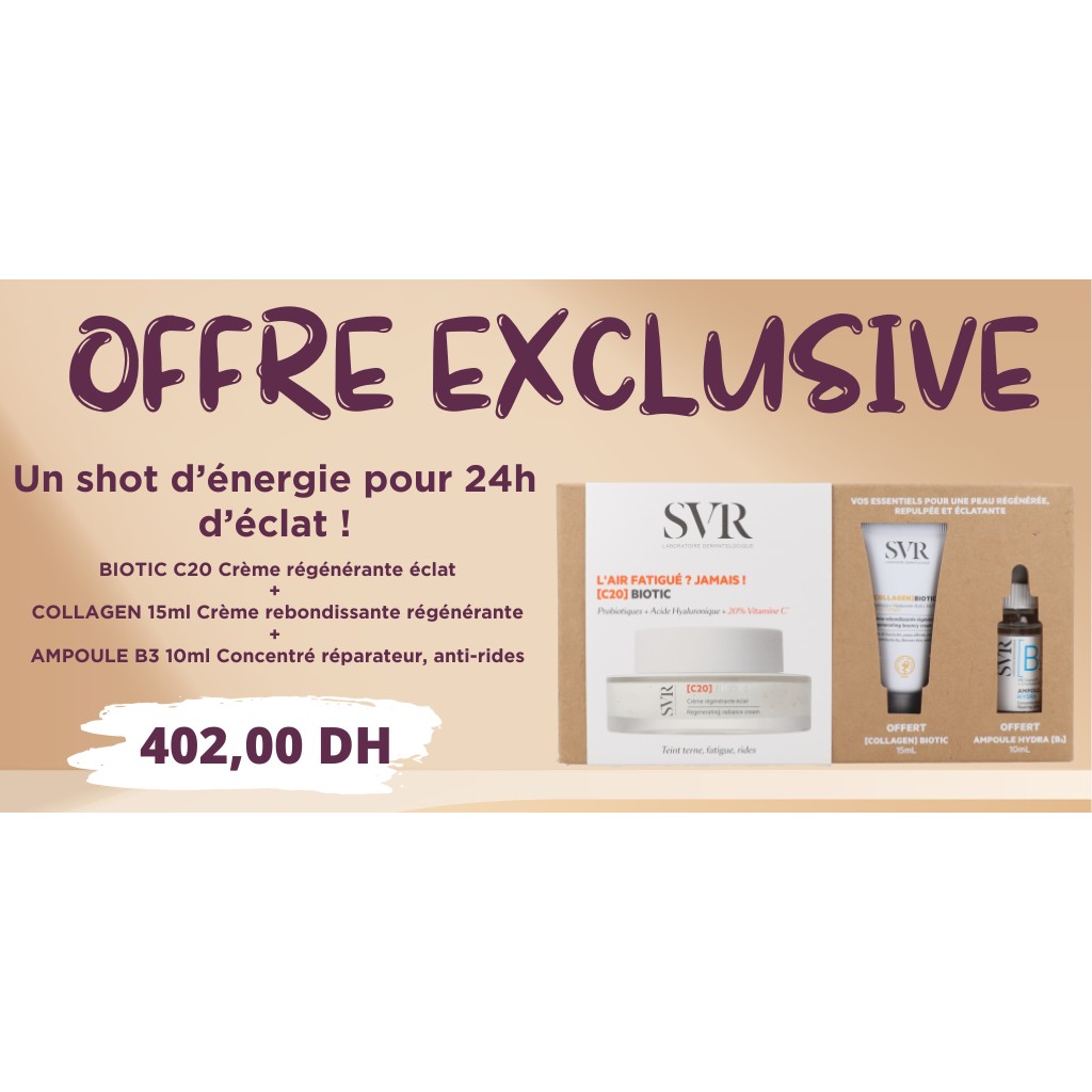 OFFRE SVR BIOTIC C20 + COLLAGEN 15 ML + AMPOULE B3 10ML