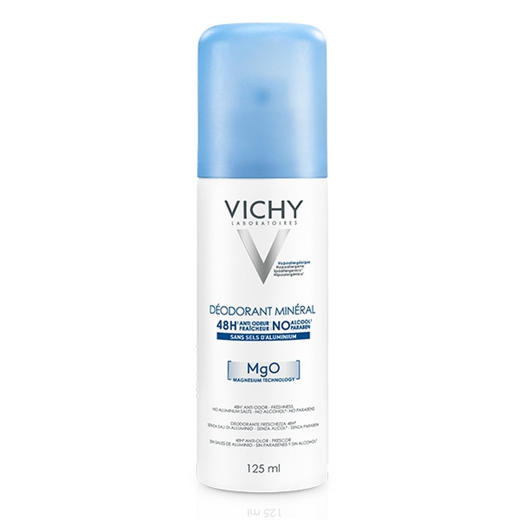 Vichy Déodorant Minéral 48H Aérosol Sans Sels d'Aluminium Peau Sensible & Réactive | 125ml
