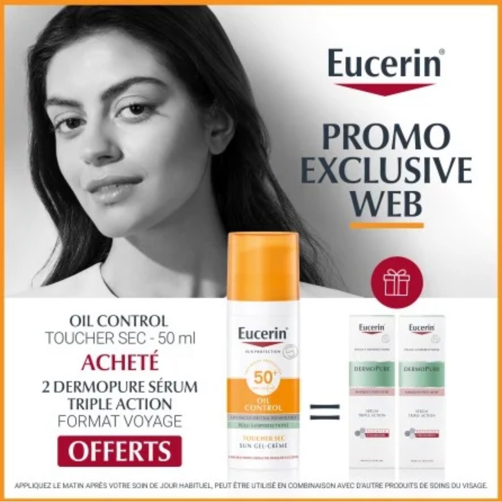 Pack EUCERIN SUN OIL CONTROL SPF 50 + SERUM TRIPLE EFFECT 2X7ML OFFERTS