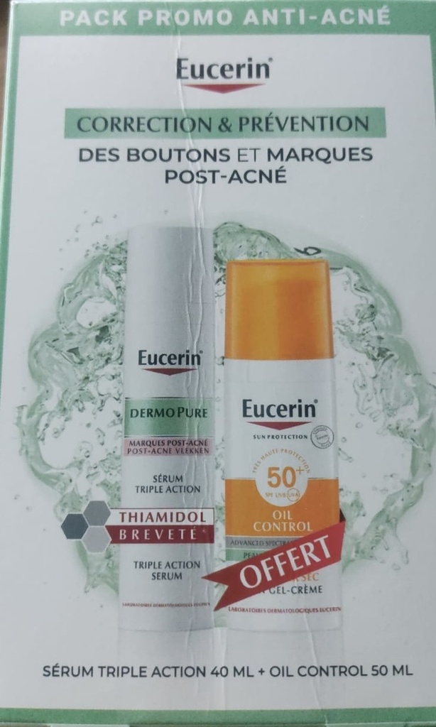 Pack Eucerin Dermopure Sérum Triple Action l 40ml + crème Solaire oil contrôle Gratuit