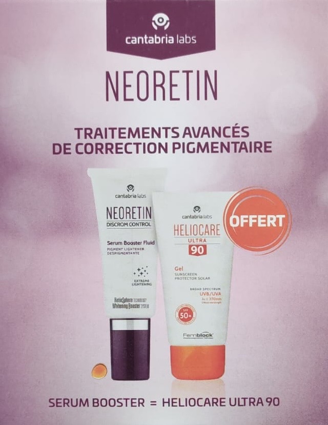 Pack NEORETIN DISCROM CONTROL SERUM BOOSTER FLUID - 30ml + Heliocare Ultra 90 Gratuit
