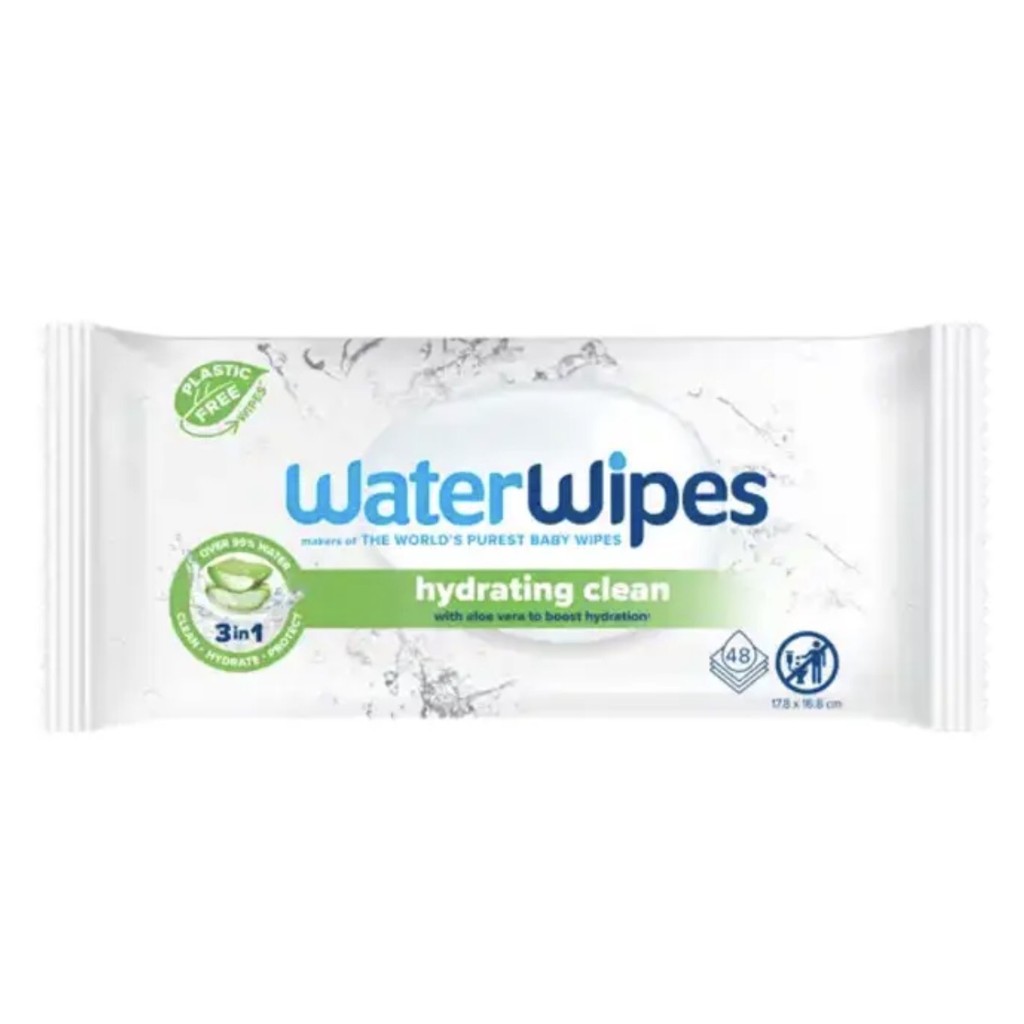 WaterWipes Lingettes Hydrating Clean with Aloe Vera 48 Pieces