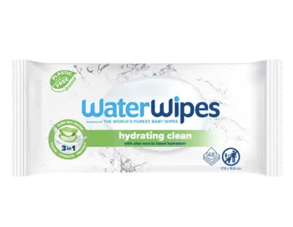 WaterWipes Lingettes Hydrating Clean with Aloe Vera 48 Pieces