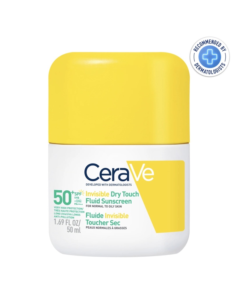 CERAVE FLUIDE INVISIBLE TOUCHER SEC SPF50+ | PEAU NORMALE À GRASSES | TENDANCE ACNÉIQUE | 50ML