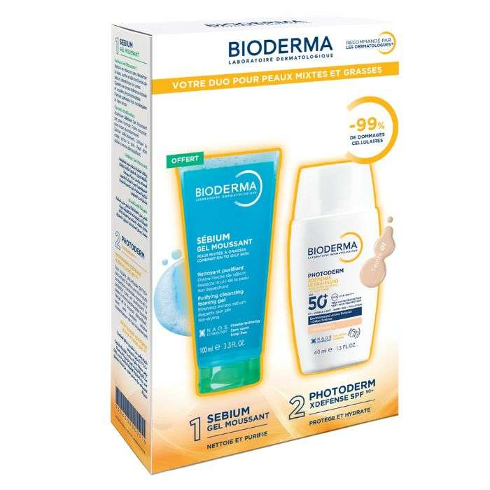 Pack Photoderm Xdefense Ultra Fluide Max 01 Teinte + Sebium Gel Moussant 100ml Gratuit