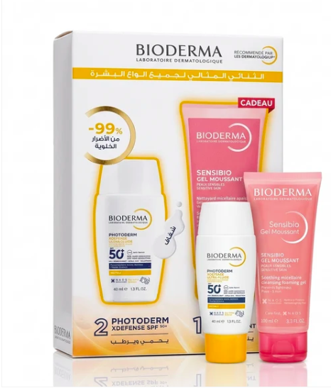 Pack Photoderm  Xdefense  Invisible SPF50 + sensibio gel moussant 100ml Gratuit