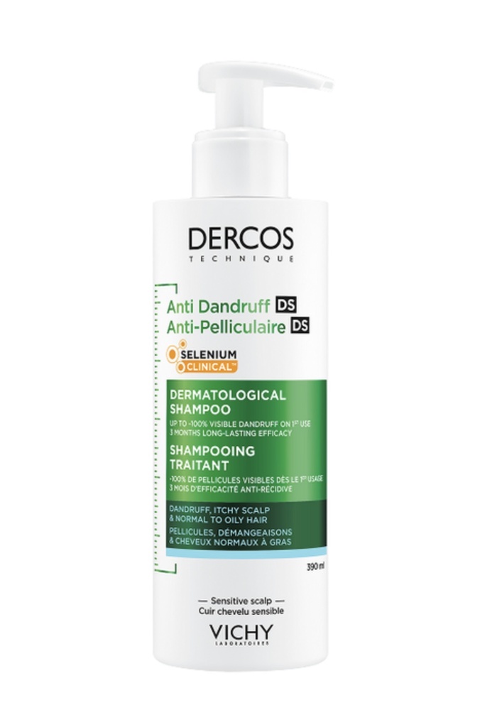 VICHY DERCOS SHAMPOOING ANTI PELLICULAIRE SELINIUM CLINICAL CHEVEUX NORMAUX A GRAS 390 ML