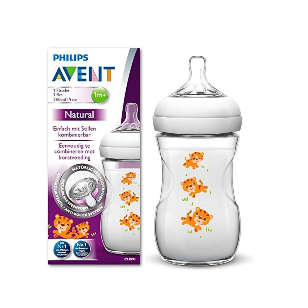 PHILIPS AVENT BIBERON 1M+ NATURAL 2.0 9OZ TIGER 260ml
