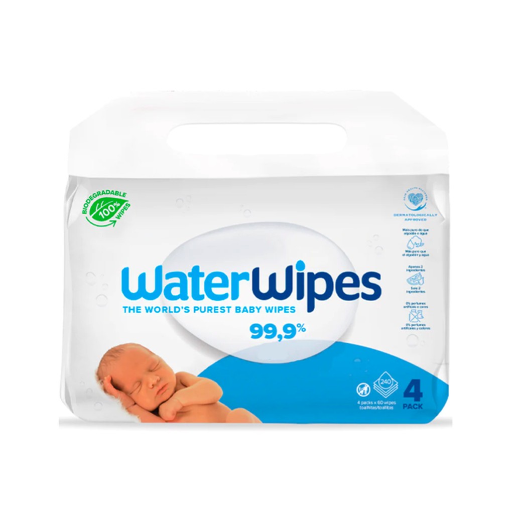 WATERWIPES BABY 4x60 PK BIO lingettes