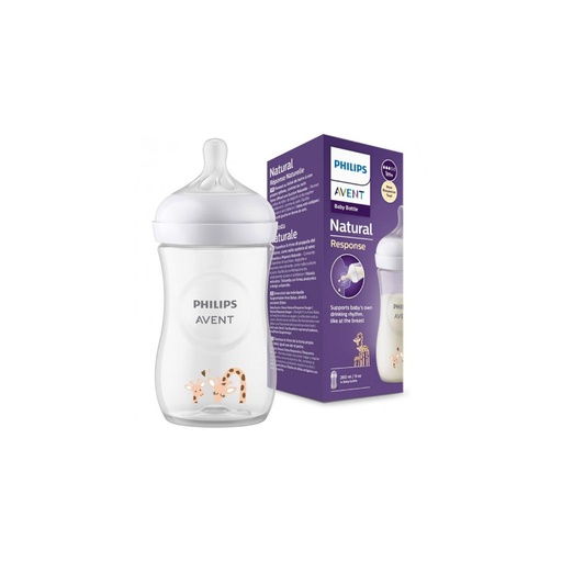 [SCY903/66] PHILIPS AVENT BIBERON NATURAL RESPONSE 3.0 TEAT 1M+ DECO GIRAFFE l 260ML