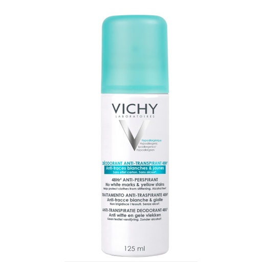Vichy Déodorant Anti Transpirant 48H Anti-Traces Jaunes & Blanches Aérosol | 125ml