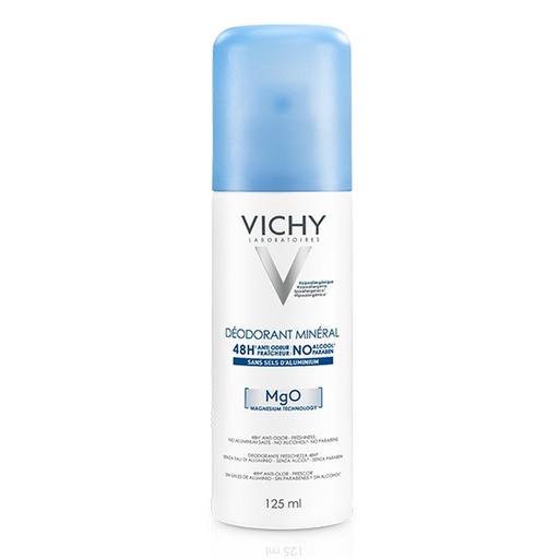Vichy Déodorant Minéral 48H Aérosol Sans Sels d'Aluminium Peau Sensible & Réactive | 125ml