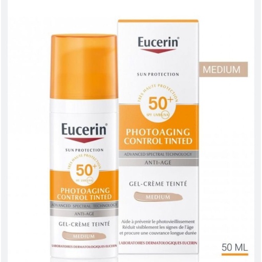 EUCERIN PHOTOAGING CONTROL TINTED SUN GEL CREME SPF 50+ MEDIUM