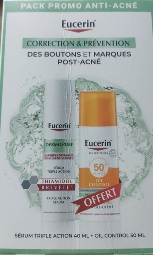 Pack Eucerin Dermopure Sérum Triple Action l 40ml + crème Solaire oil contrôle Gratuit