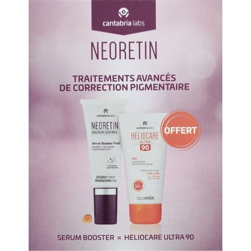 Pack NEORETIN DISCROM CONTROL SERUM BOOSTER FLUID - 30ml + Heliocare Ultra 90 Gratuit