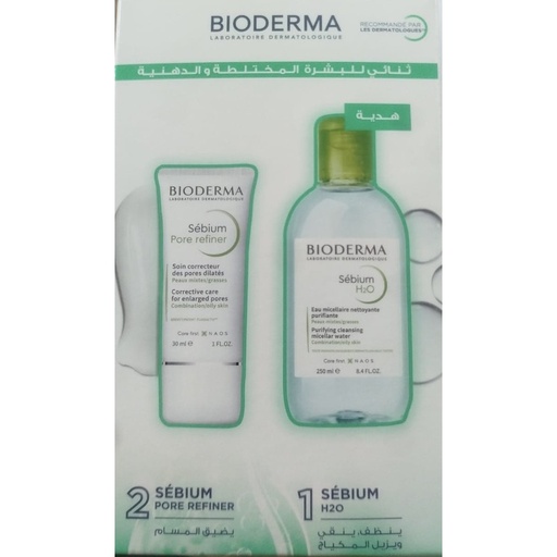 Pck BIODERMA SEBIUM PORE REFINER l 30ml + SEBIUM H2O 250ML OFFERT