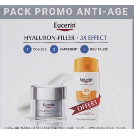 Pack Eucerin Hyaluron Filler 3X Effect Nuit + Hydro Protect Offert