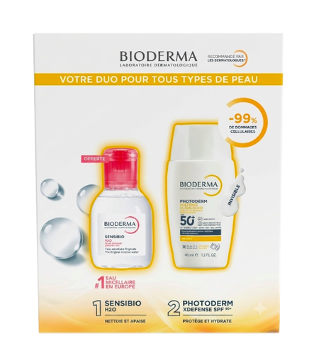 Pack Photoderm Xdefense invisible SPF50 + Sensibio h2o Gratuit