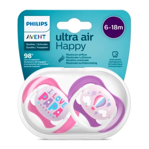 [SCF080/04] PHILIPS AVENT SUCETTES ORTHO 6M-18M GIRL PAP-BALLO